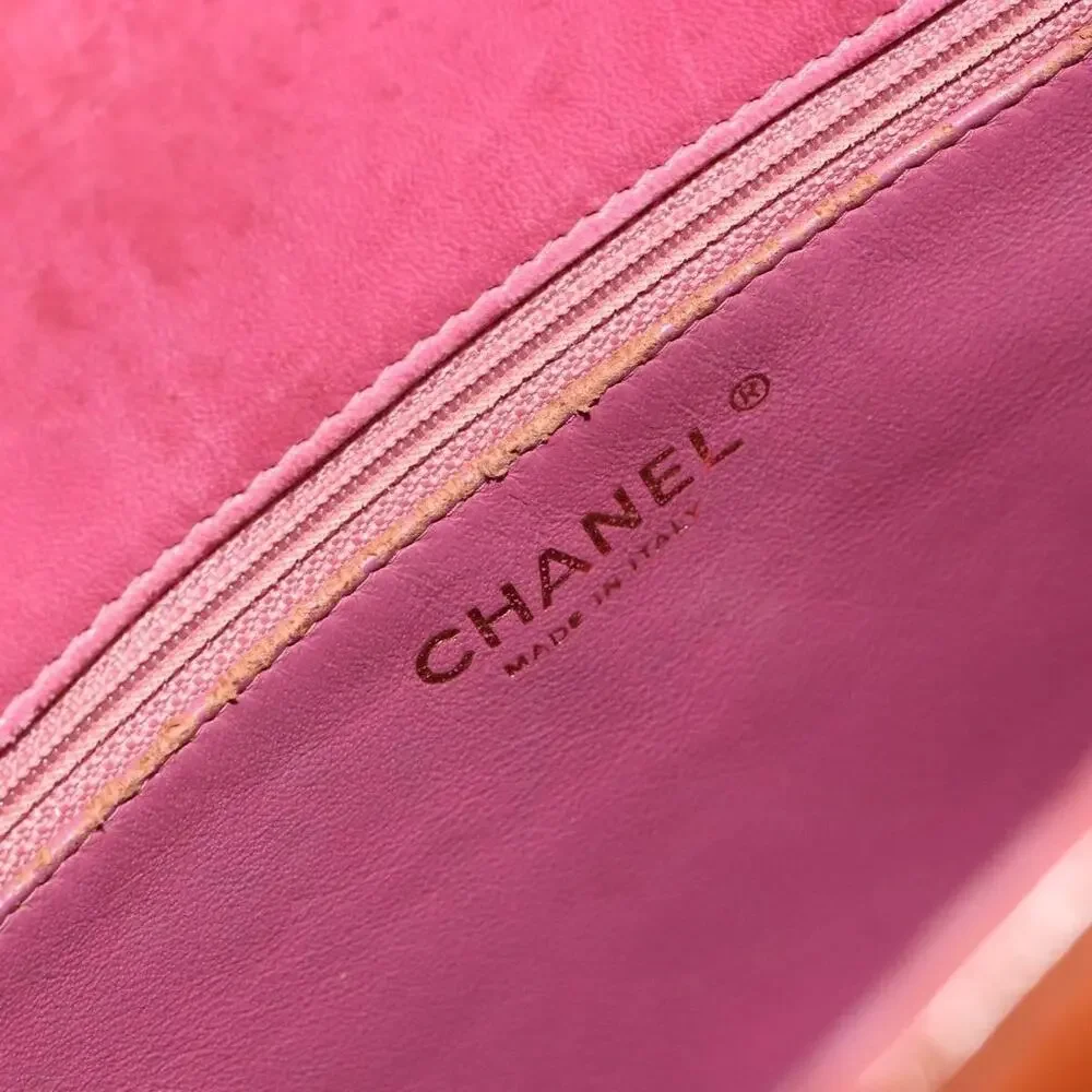 Chanel Patent Leather Choco Bar Handbag Orange